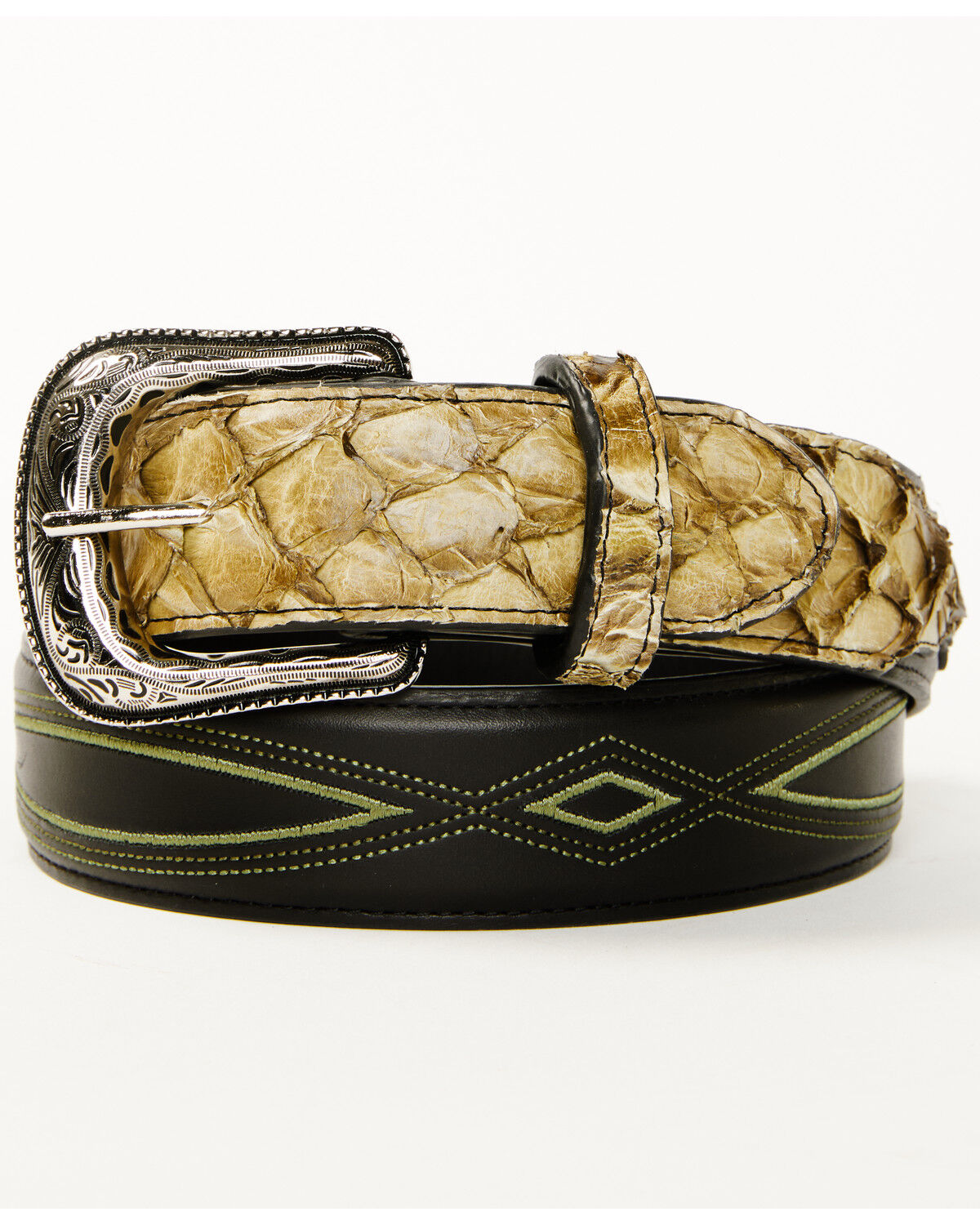 Image #1 - Cody James Men's Exotic Pirarucu Billet Belt, Green, hi-res