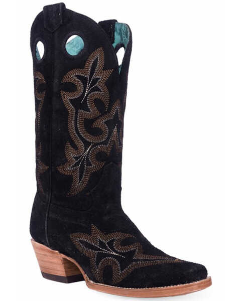 Corral Women's Suede Western Boots - Square Toe , Black, hi-res
