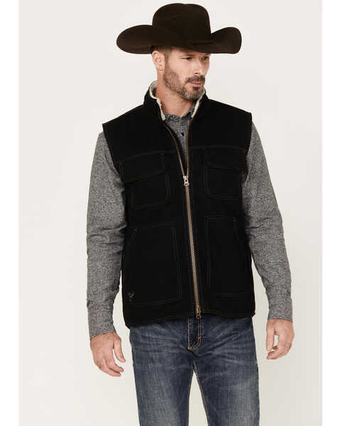Cowboy Hardware Men's Logo Canvas Solid Workwear Vest, Black, hi-res