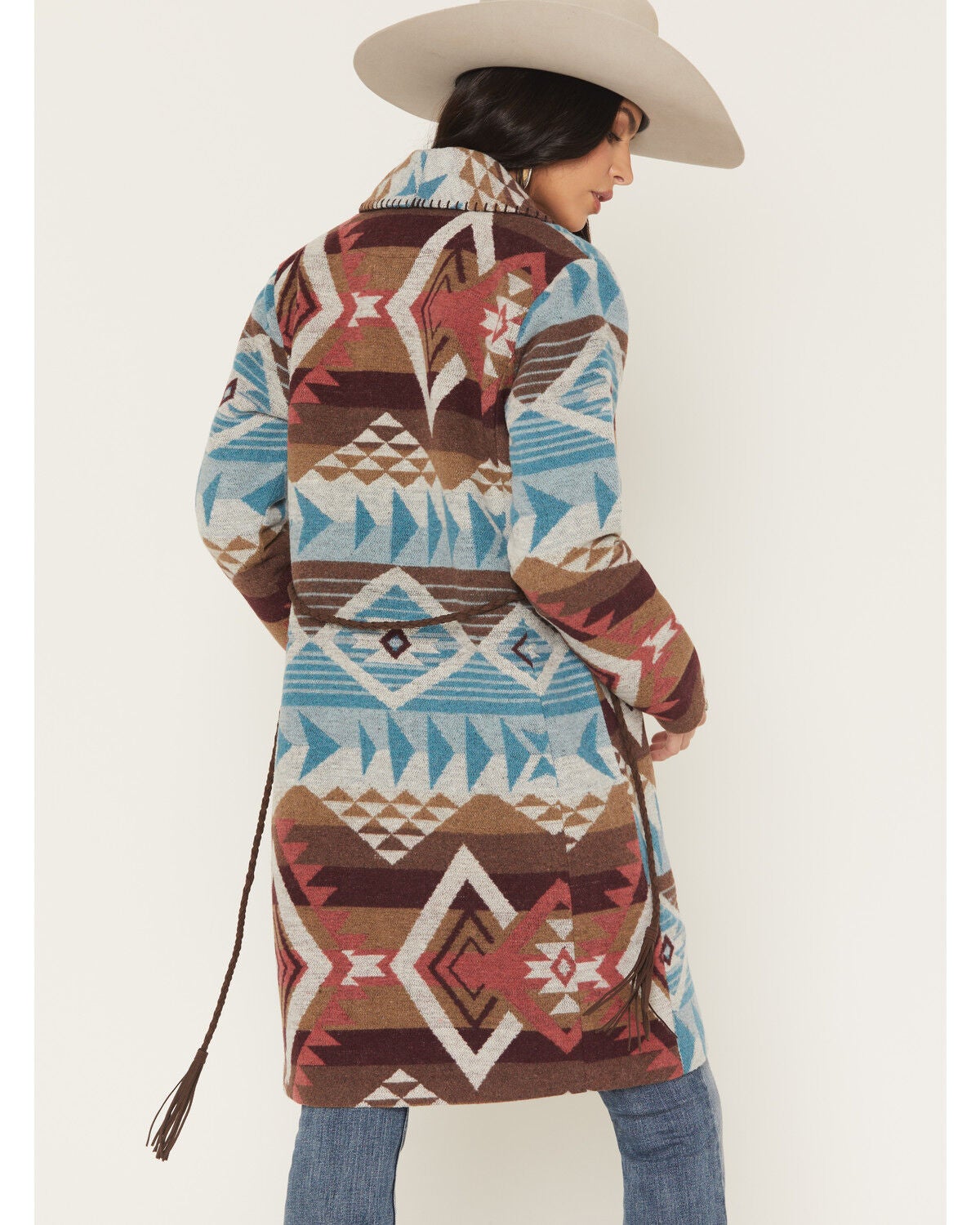 Image #4 - Shyanne Women's Southwestern Print Long Line Coat, Brown, hi-res