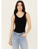 Image #1 - By Together Women's Hello There Ribbed Bodysuit, Black, hi-res