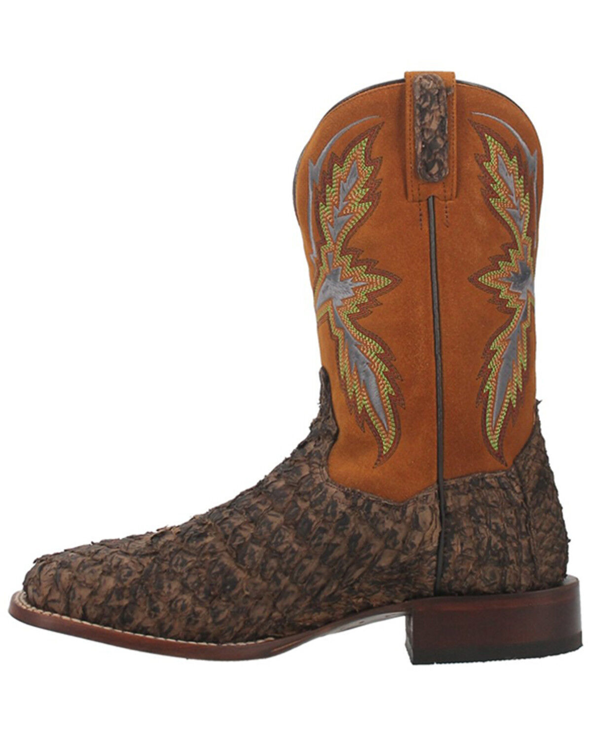 Image #3 - Dan Post Men's Dorsal Sea Bass Exotic Western Boots - Broad Square Toe, Chocolate, hi-res