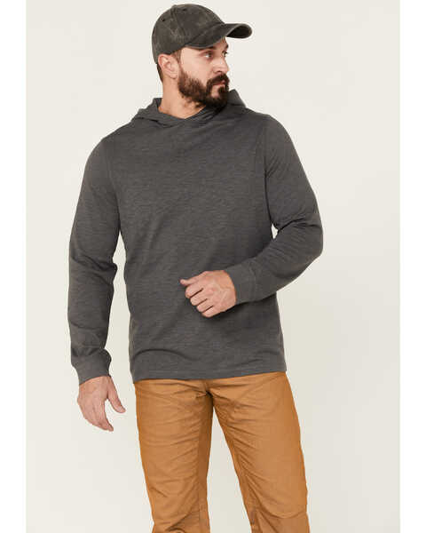 Image #1 - Brothers and Sons Men's Solid Heather Slub Long Sleeve Hooded Sweatshirt , Charcoal, hi-res