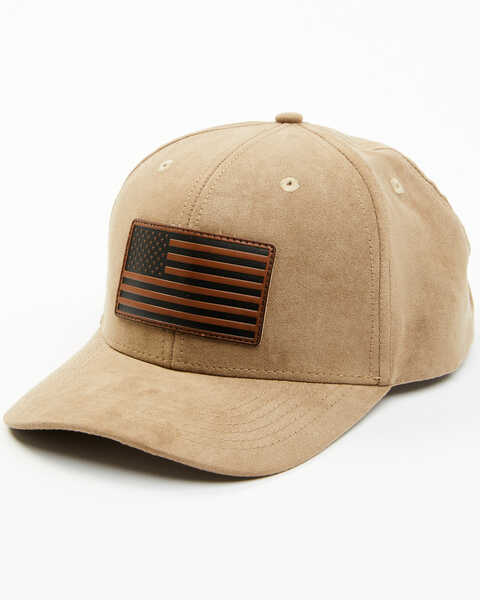 Cody James Men's Flag Patch Faux Suede Ball Cap, Taupe, hi-res