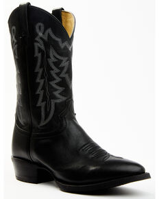 Justin Men's Black Hayne Cowhide Leather Western Boot - Round Toe , Black, hi-res