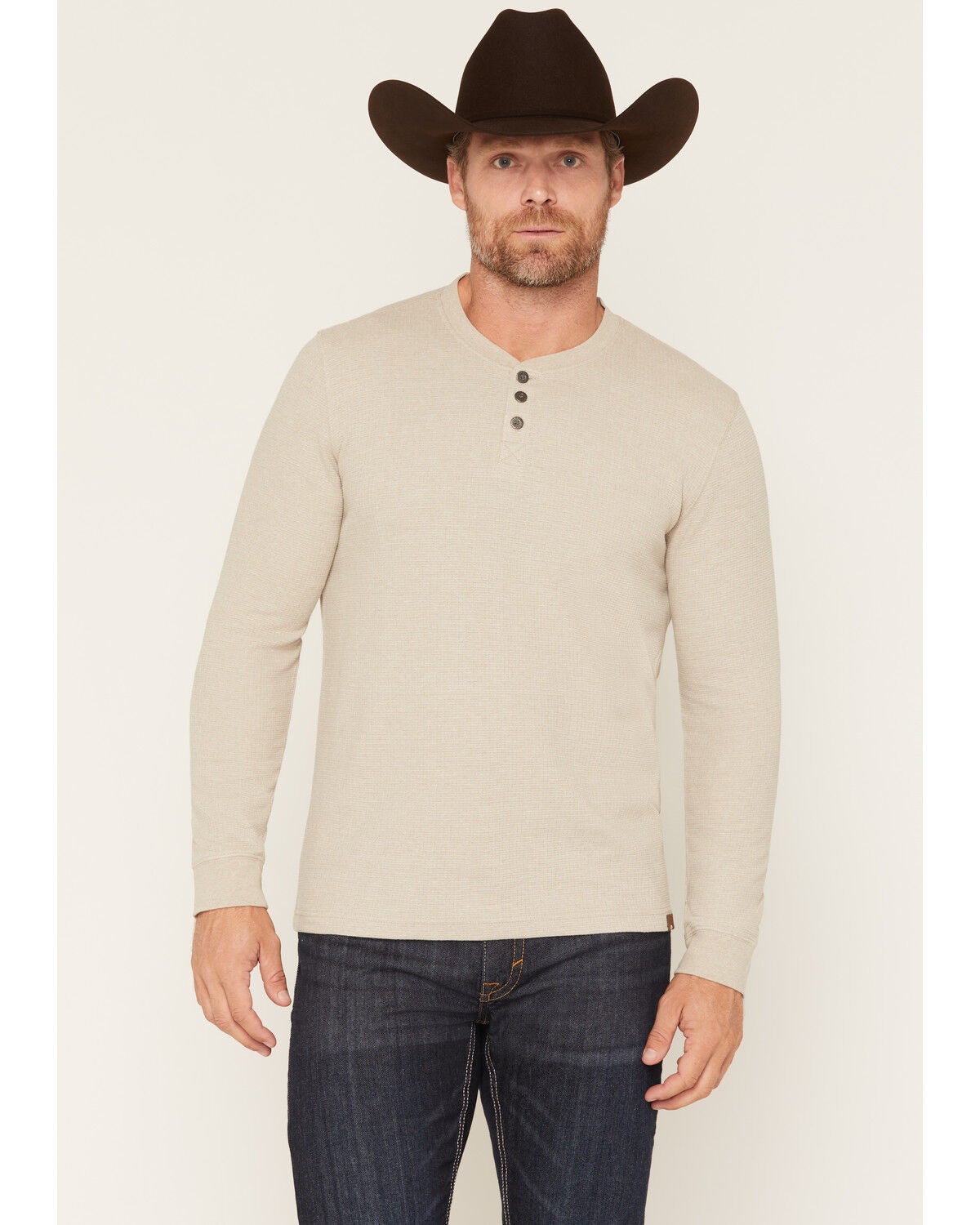 Dakota Grizzly Men's Jesse Long Sleeve 1/4 Button-Down Henley Shirt, Sand, hi-res