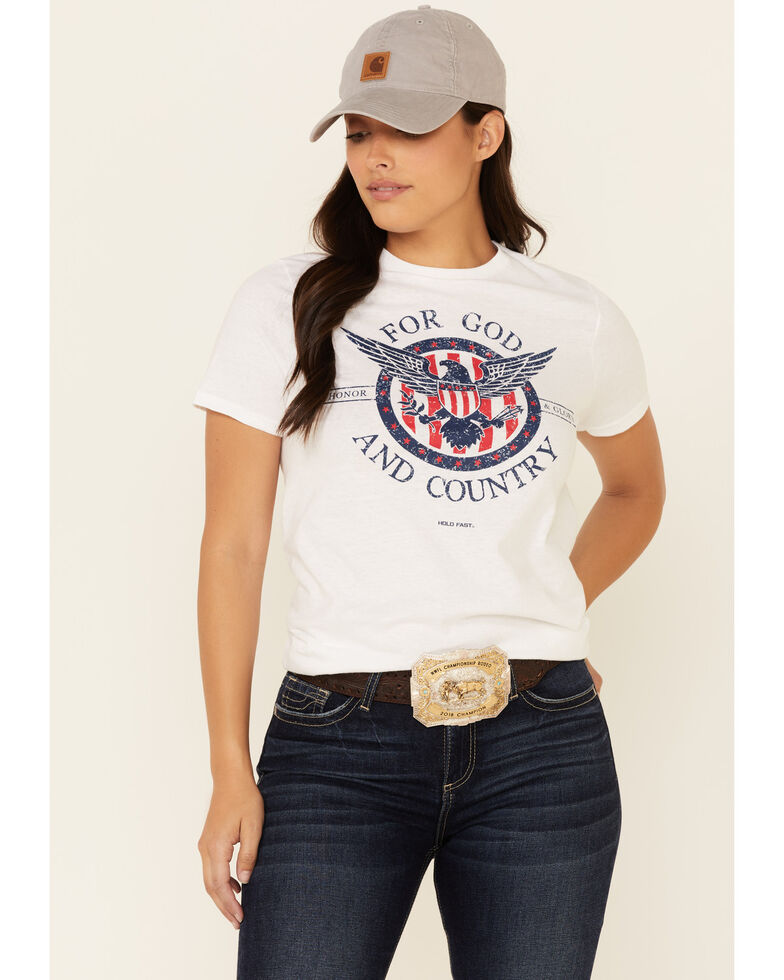 Grace & Truth Women's For God & Country Graphic Short Sleeve Tee , White, hi-res