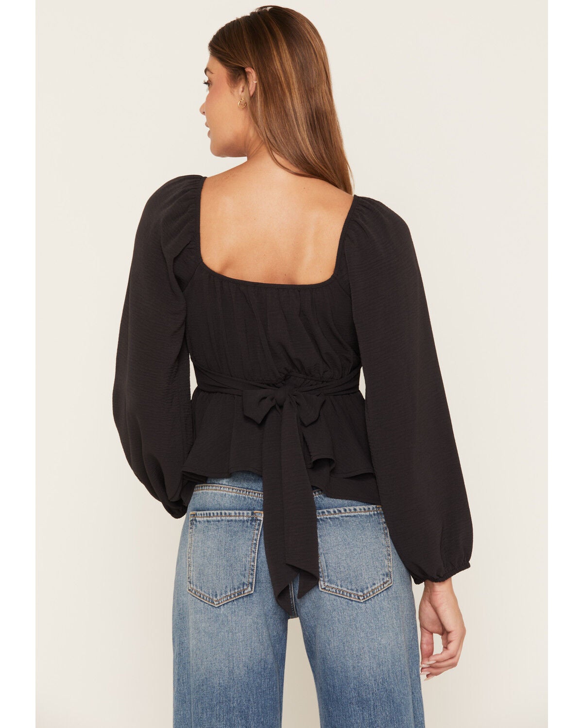 Image #4 - Originality Women's Boot Barn Exclusive Emma Double Layer Peplum Top, Charcoal, hi-res