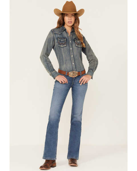 Image #3 - Wrangler Retro Women's Medium Wash Low Cut Sadie Bootcut Jeans, Blue, hi-res