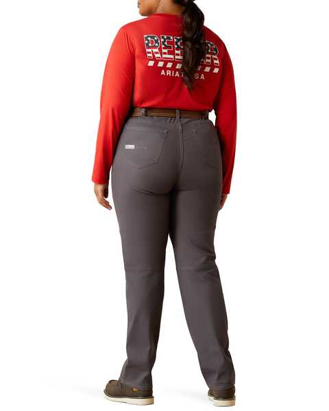 Image #2 - Ariat Women's Rebar PR Made Tough Straight Pants - Plus, Grey, hi-res