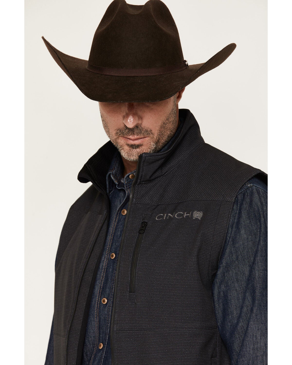 Image #2 - Cinch Men's Bonded Softshell Vest, Black, hi-res