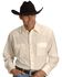 Image #1 - Wrangler Men's White Solid Dobby Long Sleeve Pearl Snap Western Shirt - Big & Tall , Cream, hi-res