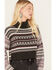 Image #2 - Cleo + Wolf Women's Fair Isle Stripe Knit Cropped Sweater, Dark Grey, hi-res