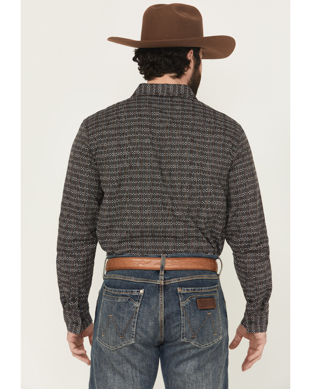 Image #4 - Gibson Trading Co Men's Bug Out Plaid Print Long Sleeve Button-Down Stretch Western Shirt - Big, Black, hi-res