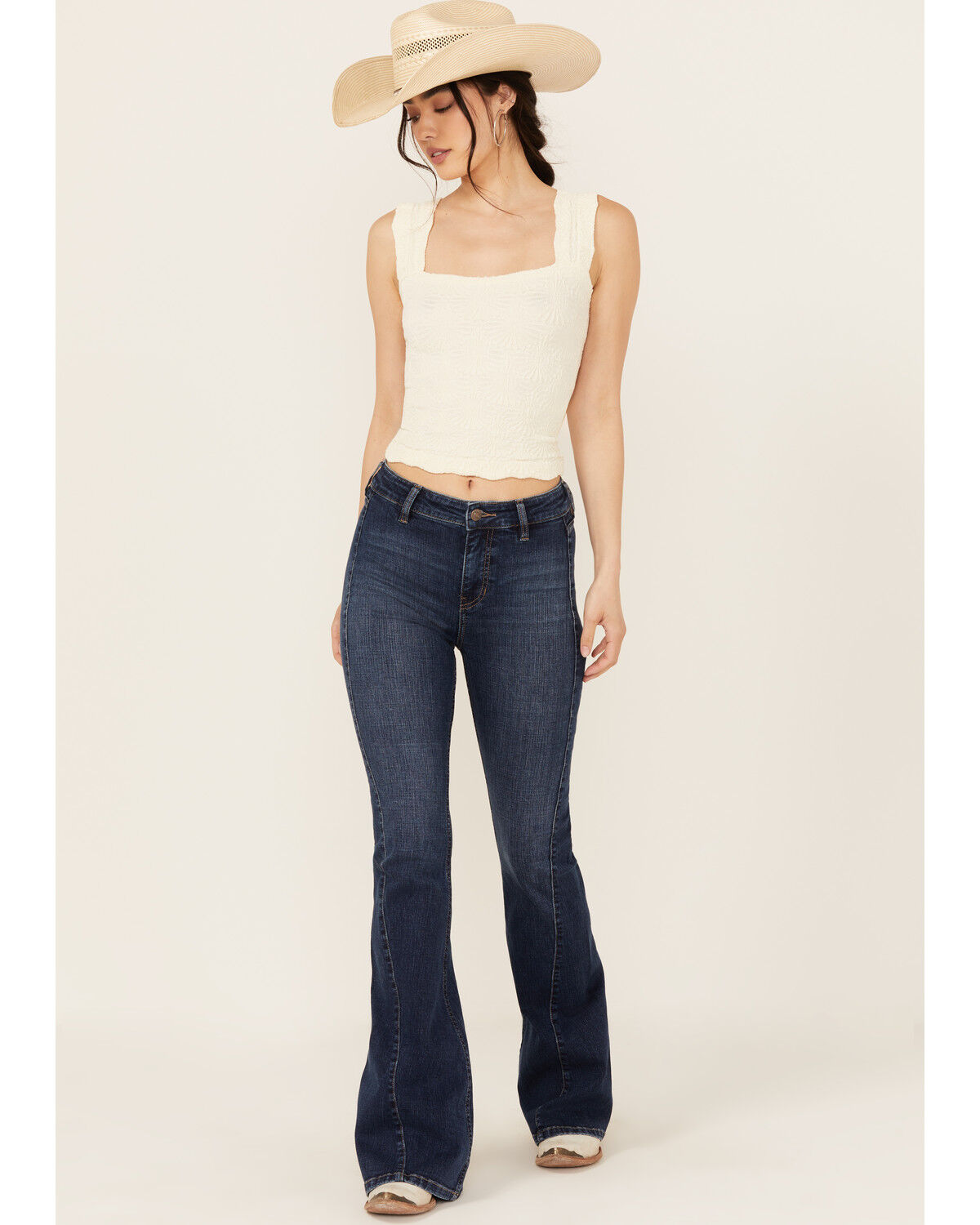 Image #1 - Shyanne Women's Dark Wash Delaney Flare Stretch Denim Jeans, Dark Wash, hi-res