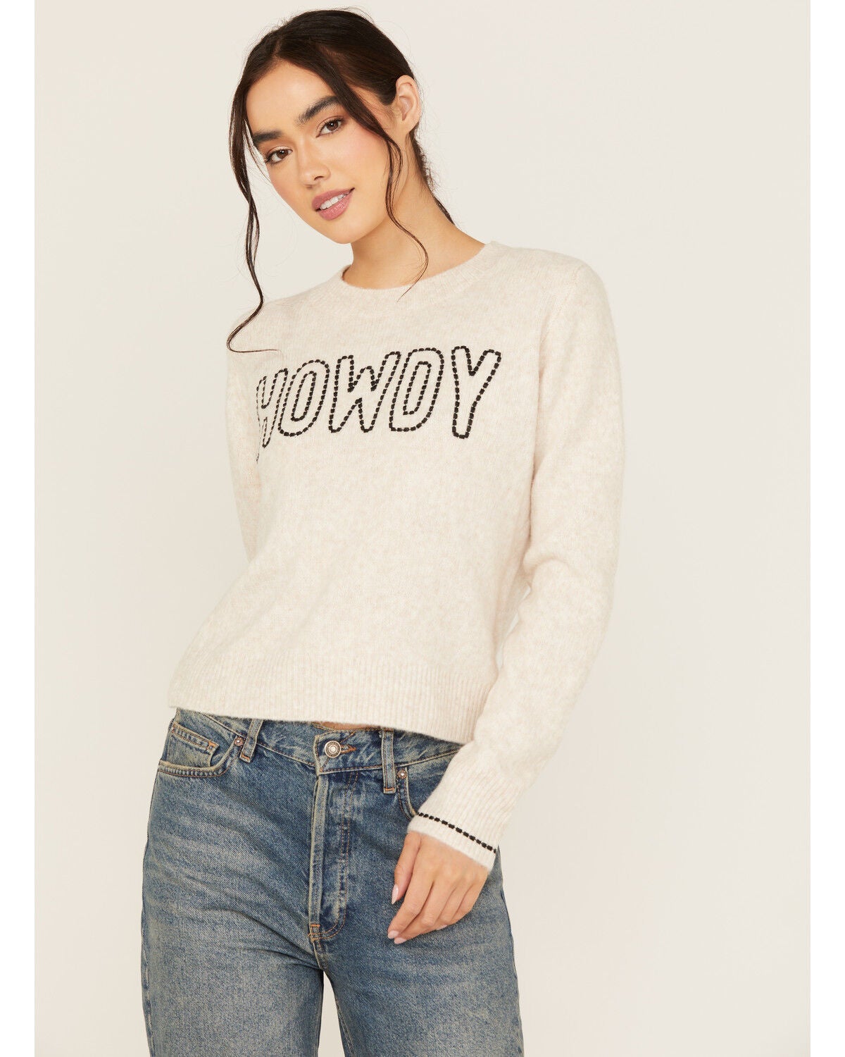 White Crow Women's Howdy Stitch Sweater, Tan, hi-res