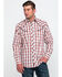 Roper Men's Large Fancy Plaid Long Sleeve Western Shirt , Red, hi-res