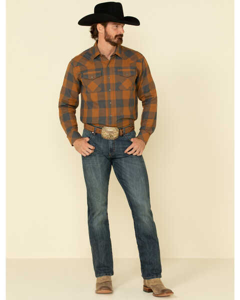 Image #3 - Ariat Men's Hayward Retro Large Plaid Long Sleeve Western Shirt , Brown, hi-res