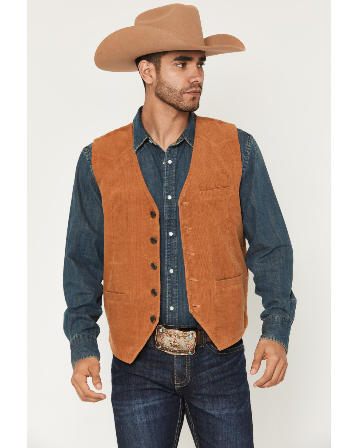 Image #1 - Cody James Men's William Corduroy Button-Down Vest, Tan, hi-res