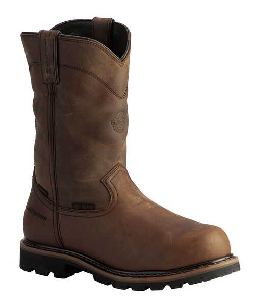 Image #1 - Justin Men's Pulley Waterproof Met Guard Pull On Work Boots - Composite Toe, Brown, hi-res