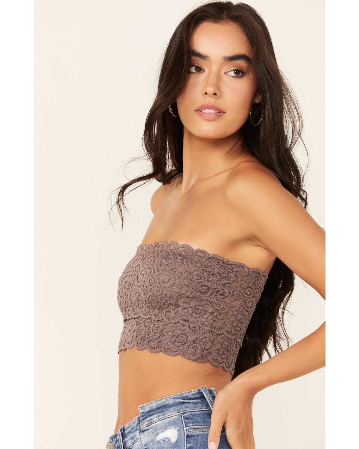 Image #2 - Wishlist Women's Lace Tube Top, Brown, hi-res