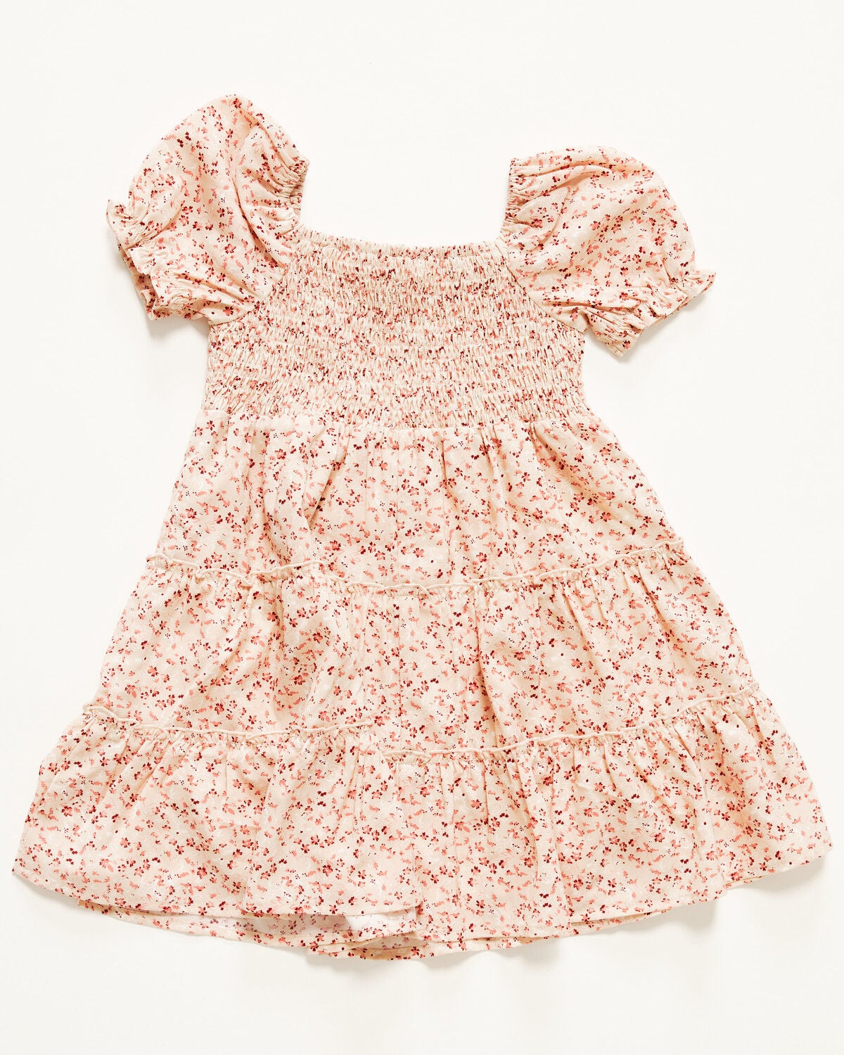 Image #3 - Yura Toddler Girls' Floral Print Short Sleeve Dress, Beige, hi-res