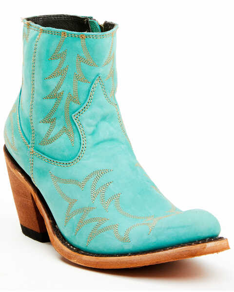 Caborca Silver Women's Katherine Western Booties - Round Toe, Turquoise, hi-res