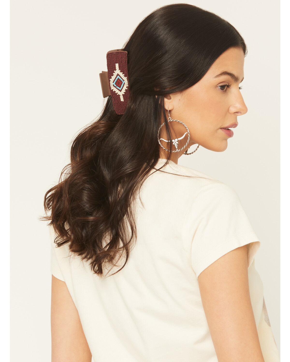 Image #1 - Idyllwind Women's Shauna Southwestern Seed Bead Hairclip, Brown, hi-res