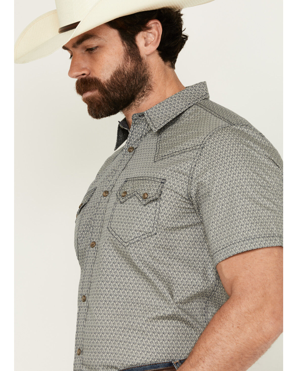 Image #2 - Cody James Men's Ziggy Geo Print Short Sleeve Snap Western Shirt, Ivory, hi-res