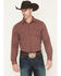 Image #1 - Gibson Trading Co Men's Buckshot Striped Print Long Sleeve Snap Stretch Western Shirt, Burgundy, hi-res