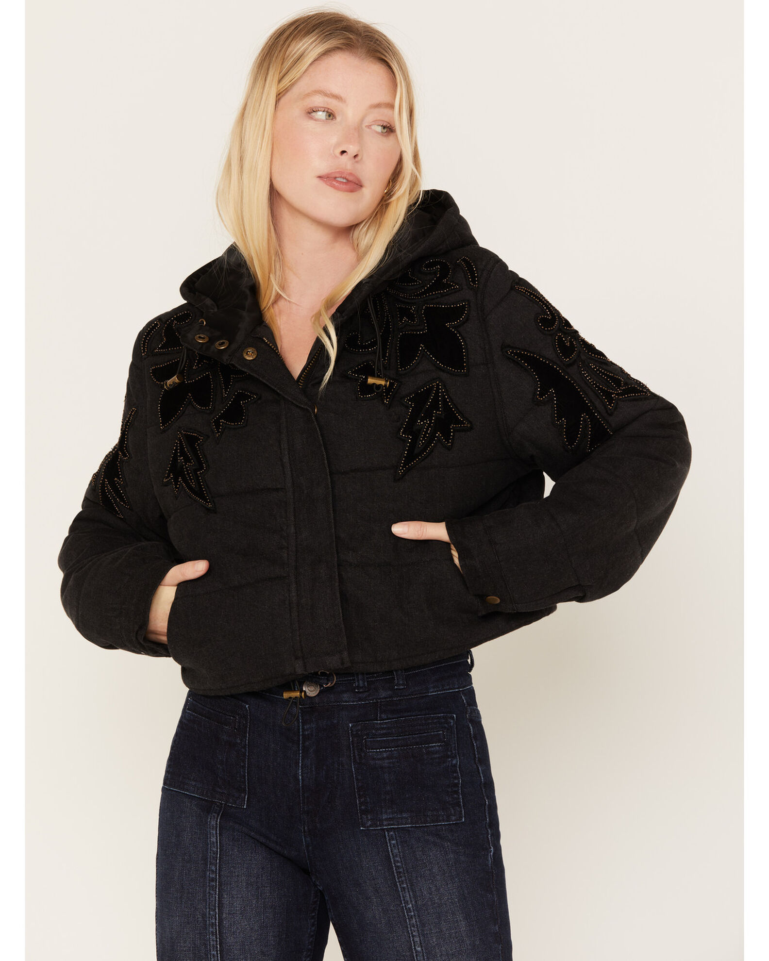 Free people sales black puffer jacket