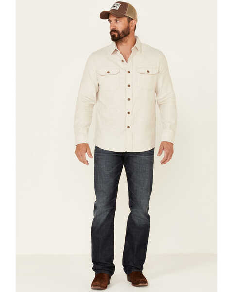 Pendleton Men's Solid Natural Burnside Long Sleeve Button-Down Western Flannel Shirt , Natural, hi-res