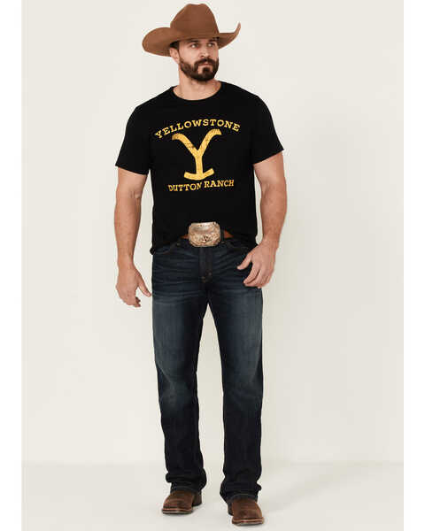 Image #2 - Changes Men's Yellowstone Dutton Ranch Logo Short Sleeve T-Shirt , Black, hi-res