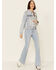 Driftwood Women's Light Wash Patchwork Cropped Button-Front Denim Jacket , Blue, hi-res