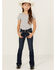 Image #1 - Shyanne Little Girls' Southwestern Floral Border Pocket Stretch Bootcut Denim Jeans, Blue, hi-res