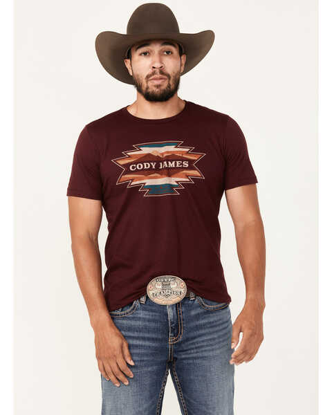 Cody James Men's Southwestern Print Short Sleeve T-Shirt, Maroon, hi-res