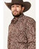 Image #2 - Stetson Men's Paisley Print Long Sleeve Snap Western Shirt, Wine, hi-res