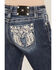 Image #2 - Miss Me Women's Dark Wash Mid Rise Winged Pocket 32" Bootcut Stretch Denim Jeans, Dark Wash, hi-res