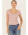 Image #1 - Free People Women's Classic Twist Short Sleeve Tee, Mauve, hi-res