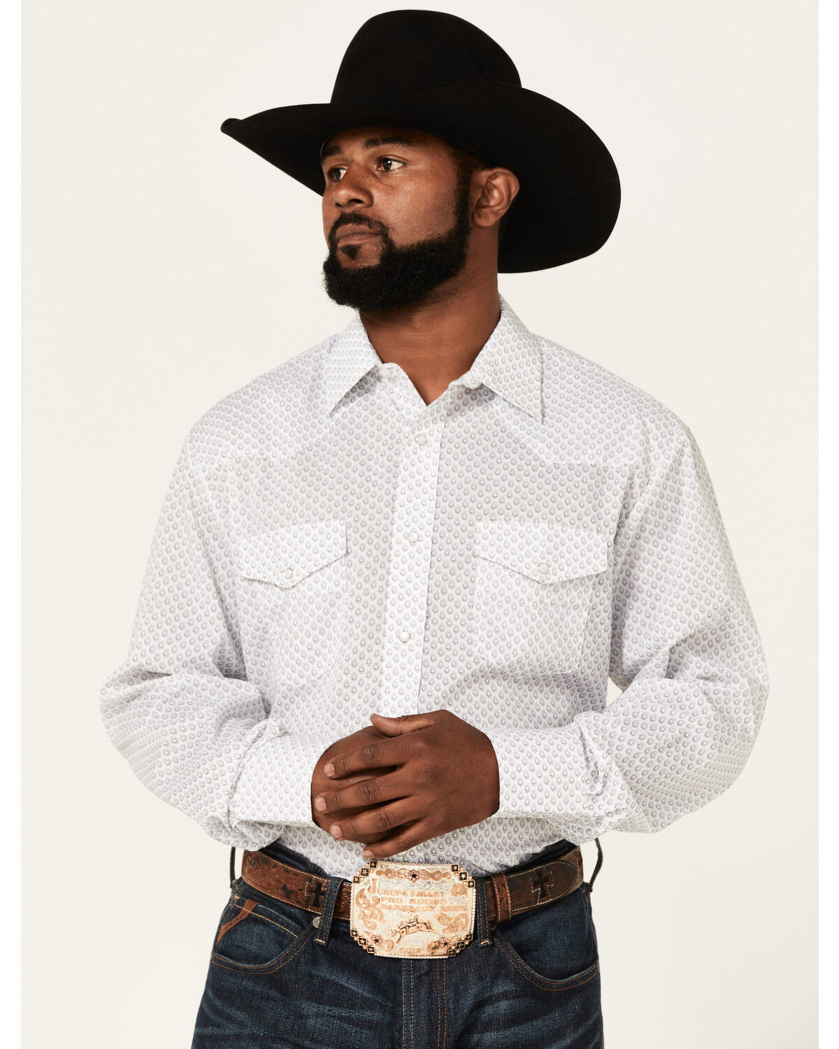 Image #1 - Roper Men's Teardrop Dot Geo Print Long Sleeve Pearl Snap Western Shirt, , hi-res