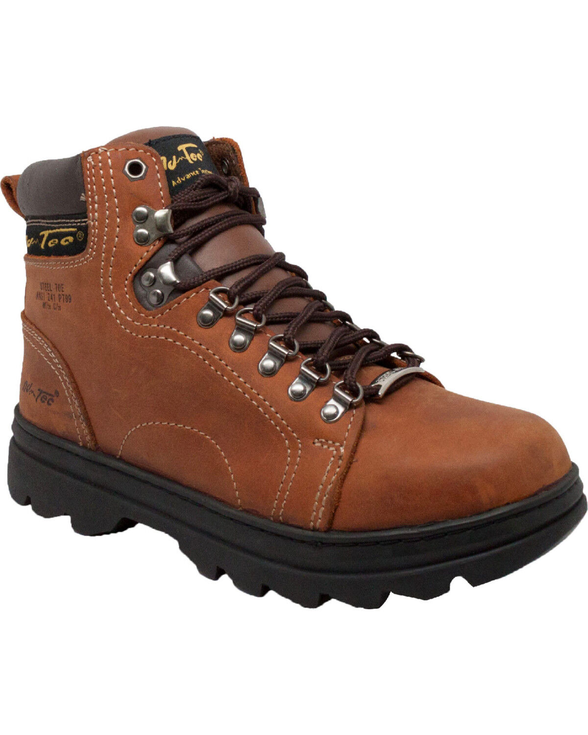 Image #1 - AdTec Men's 6" Leather Hiker Work Boots - Steel Toe, Brown, hi-res