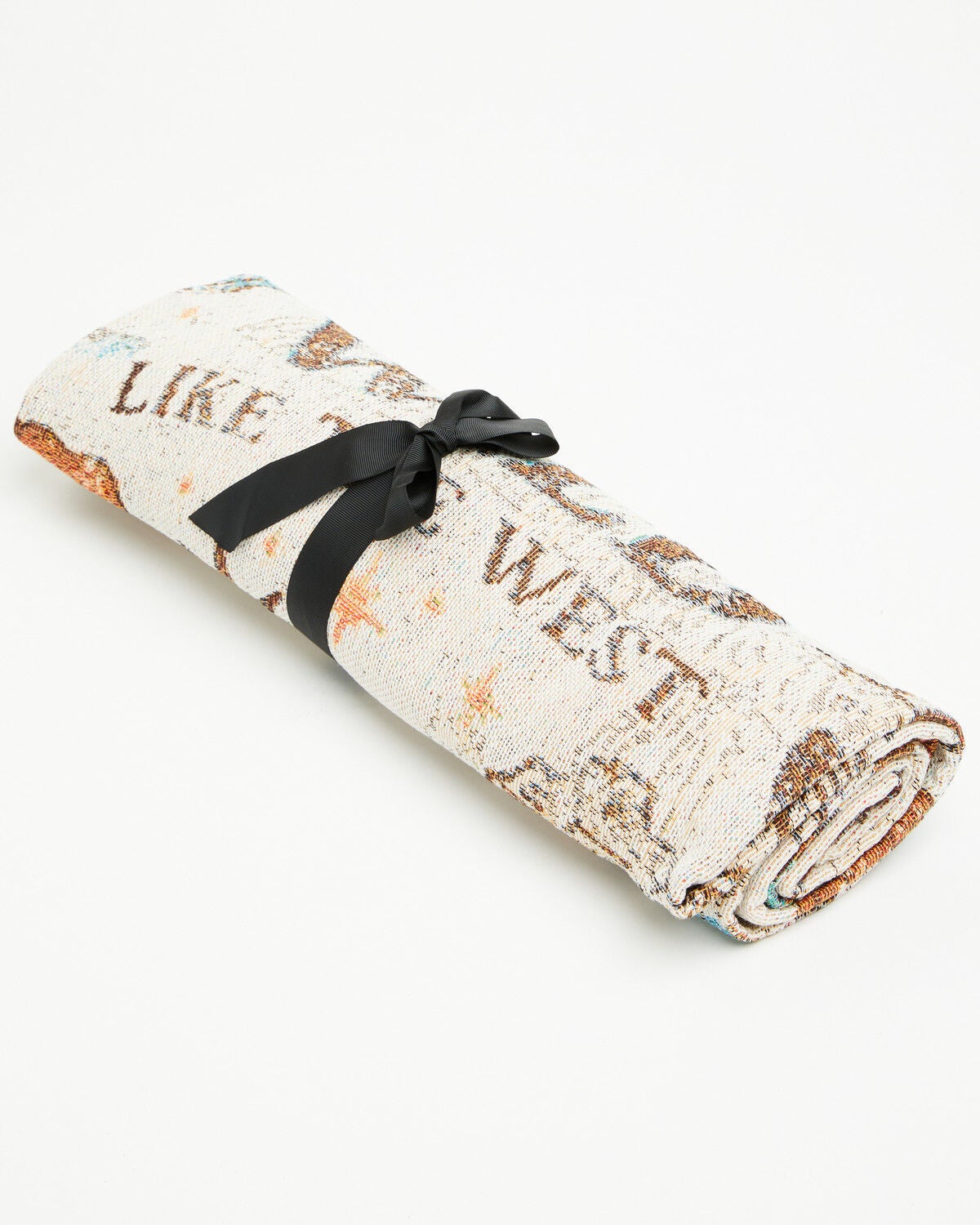 Boot Barn Wild Like The West Jacquard Throw Blanket, Cream, hi-res