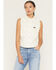 Image #1 - Wrangler Retro Women's Solid Denim Sleeveless Cropped Snap Western Shirt, White, hi-res