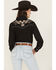 Image #4 - Cowgirl Hardware Women's Floral Embroidered Long Sleeve Snap Western Shirt, Black, hi-res