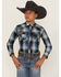 Image #1 - Wrangler Retro Boys' Plaid Print Long Sleeve Snap Western Shirt, Black, hi-res