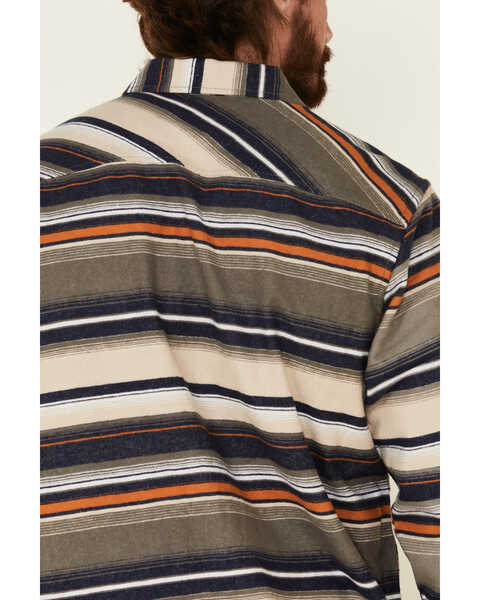 North River Men's Oatmeal Lake Striped Long Sleeve Western Flannel Shirt , Oatmeal, hi-res