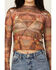 Image #3 - Rock & Roll Denim Women's Scenic Mesh Long Sleeve Top, Brown, hi-res