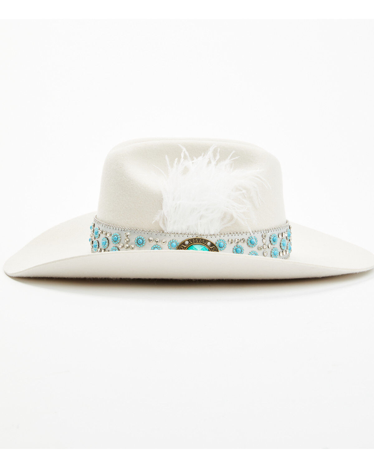 Image #3 - Shyanne Women's Beaded and Feather Embellished Felt Cowboy Hat, Ivory, hi-res