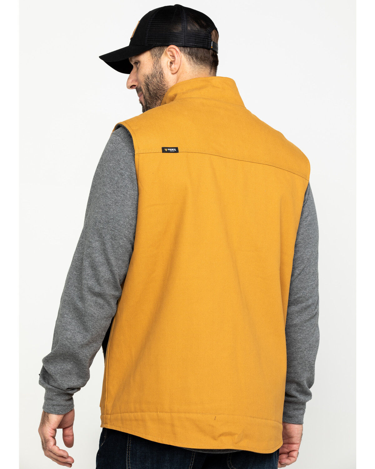 Image #2 - Hawx Men's Khaki Canvas Sherpa Lined Work Vest, Brown, hi-res