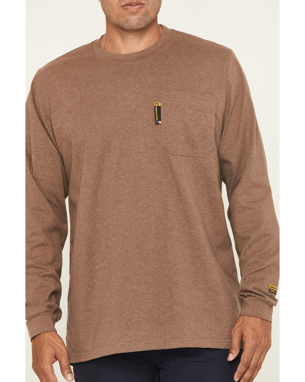Image #4 - Benchmark FR Men's FR Essential Oils Long Sleeve Graphic Work T-Shirt, Heather Brown, hi-res